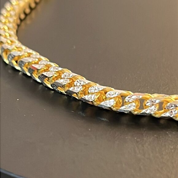 Gold over 925 Italian Sterling Silver Franco Chain Bracelet - Picture 10 of 11
